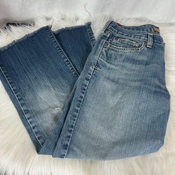 Abercrombie & Fitch Y2K Vintage Relaxed Leg Busted Knee Cropped Jeans Sz 6L - Picture 10 of 15